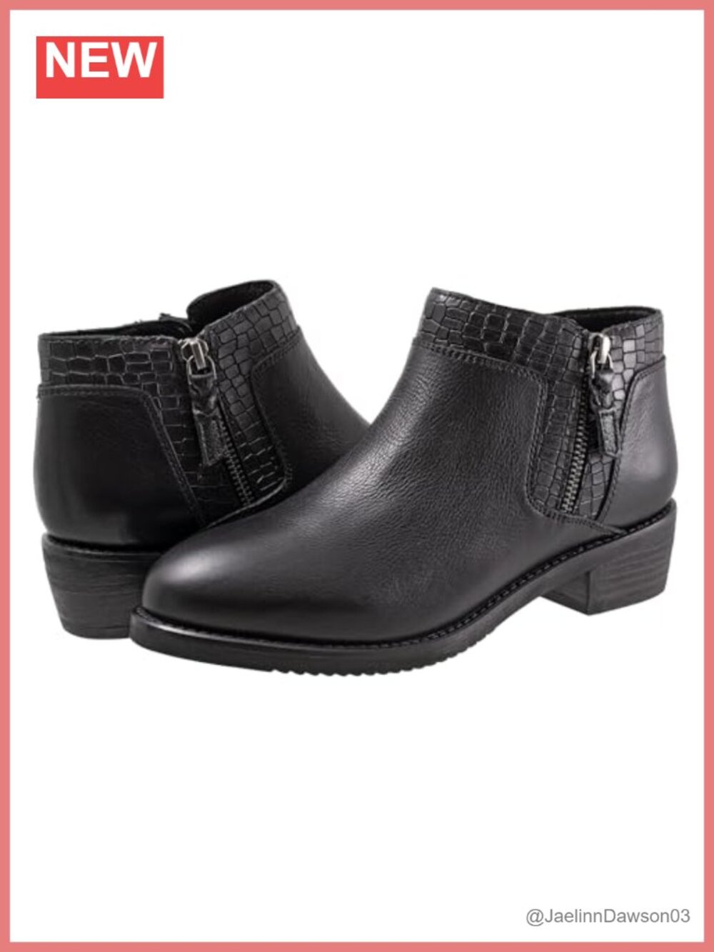 SoftWalk Rubi Ankle Bootie Leather Zip Stacked Heel Round Toe
